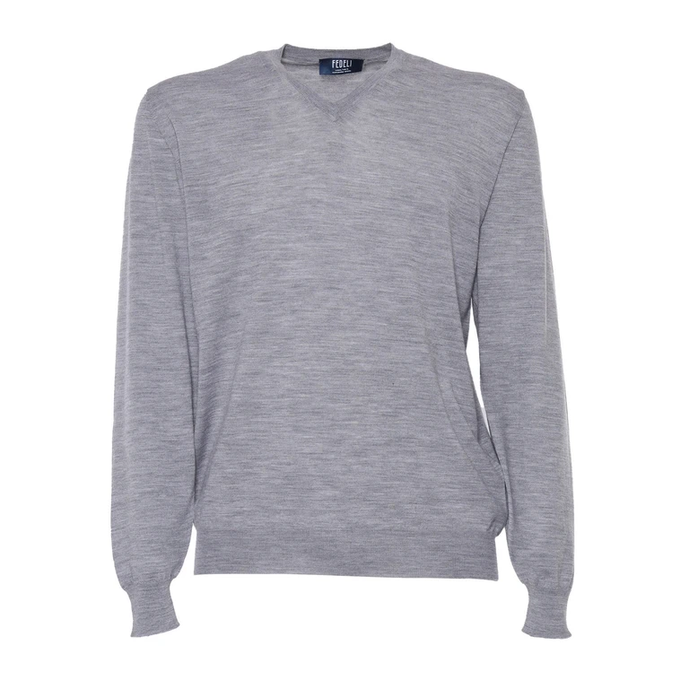 Fedeli Gray Pullover In Cool Wool