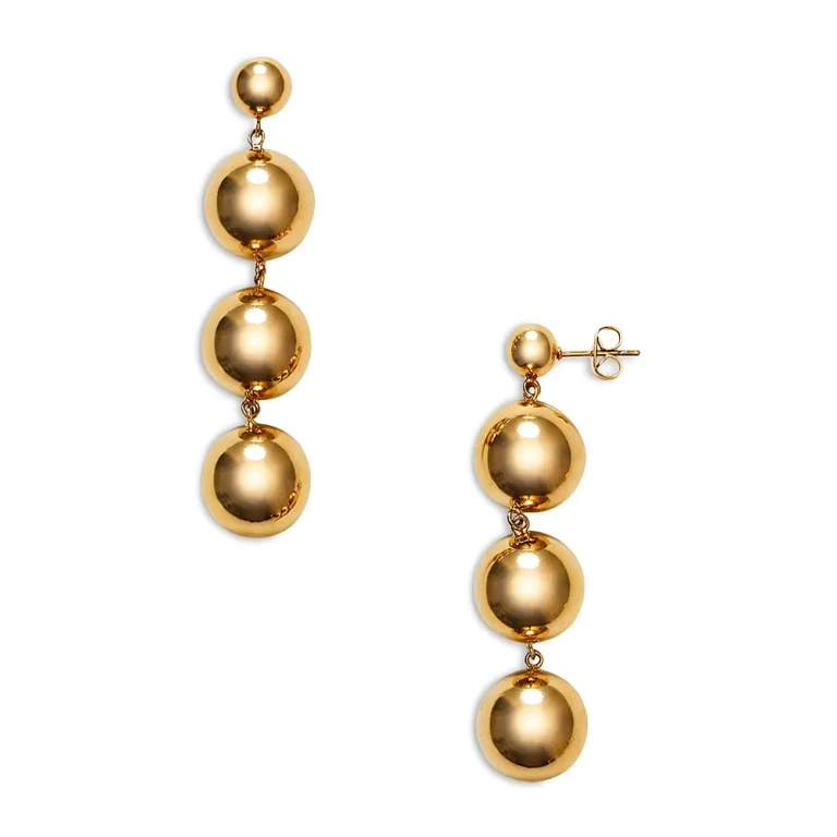 Anni Lu Hi Ho Gold Beaded Linear Drop Earrings