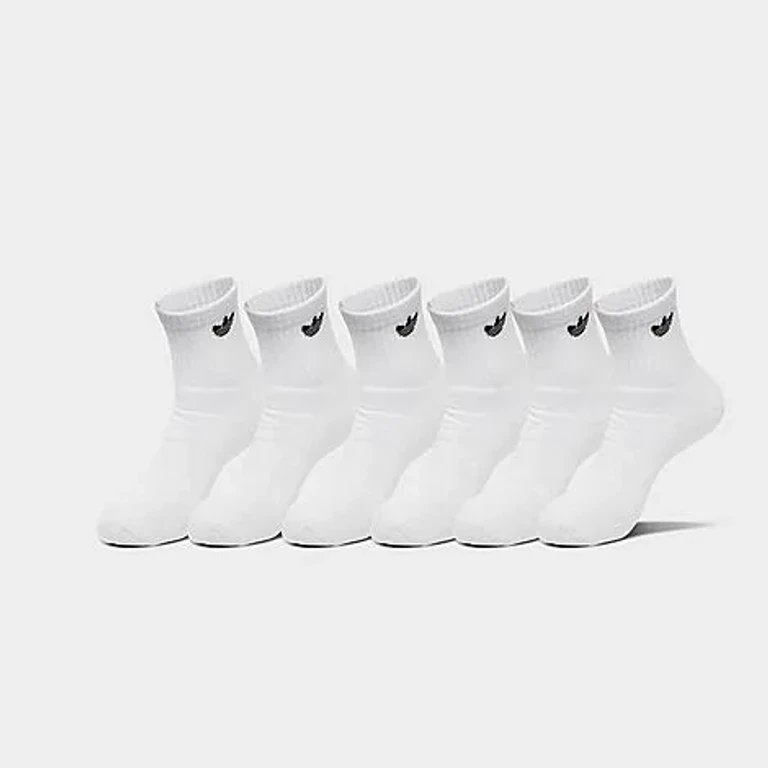 adidas Men's Originals Trefoil 2.0 Quarter Socks (6-Pack) in White Size: Large