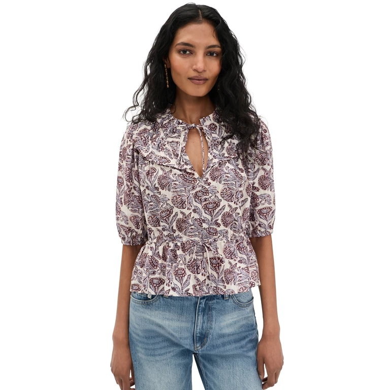 Ulla Johnson Elvie Short Sleeve Cotton Top Meadow 0