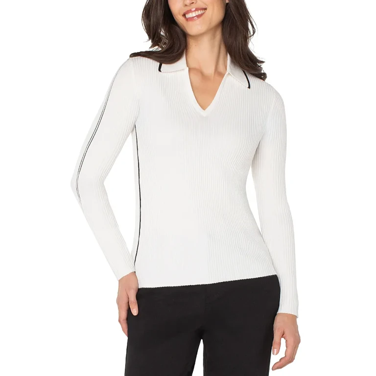 Liverpool Los Angeles V Neck Collared Sweater