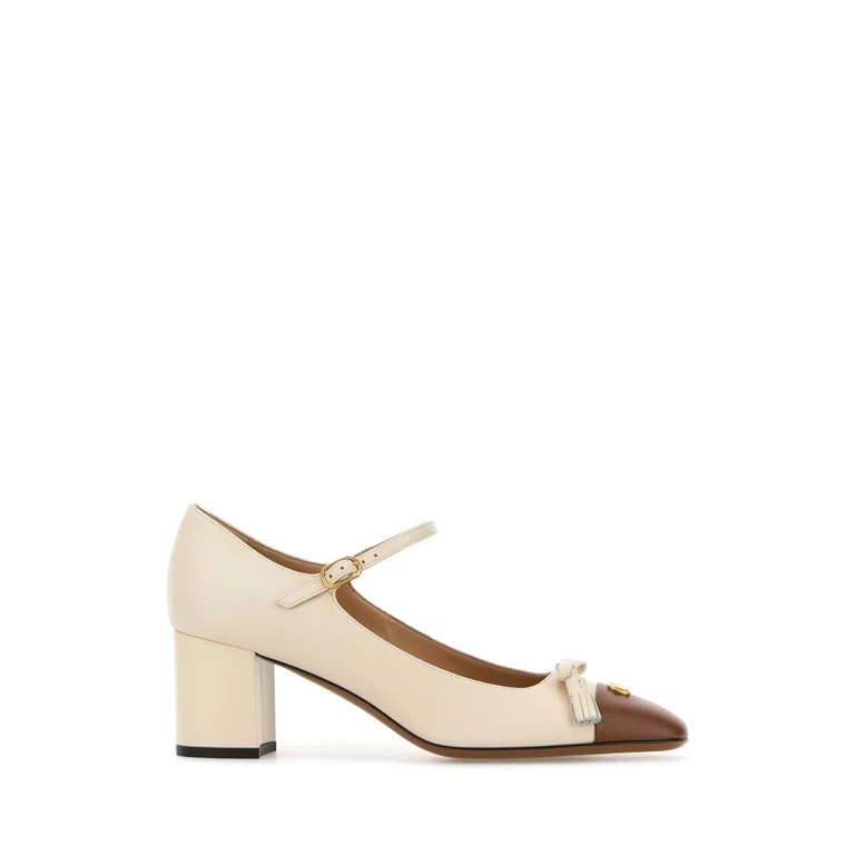 Valentino Garavani Ivory Leather Vlogo Signature Pumps Butterwhitetobacco Scarpe Con Tacco - Women