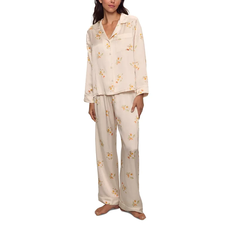 Eberjey Inez Printed Washable Silk Long Pajama Set
