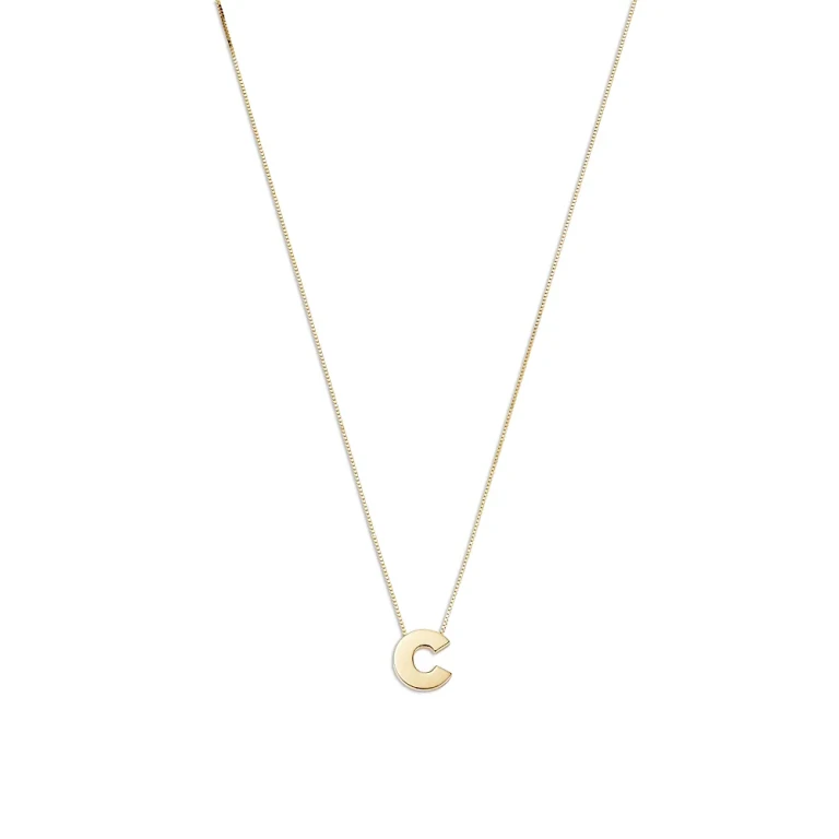 Initial Pendant Necklace in 14K Yellow Gold, 16