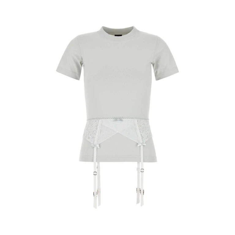 Balenciaga Chalk Stretch Cotton T-Shirt Dirty White Exterior: Elastane - Women