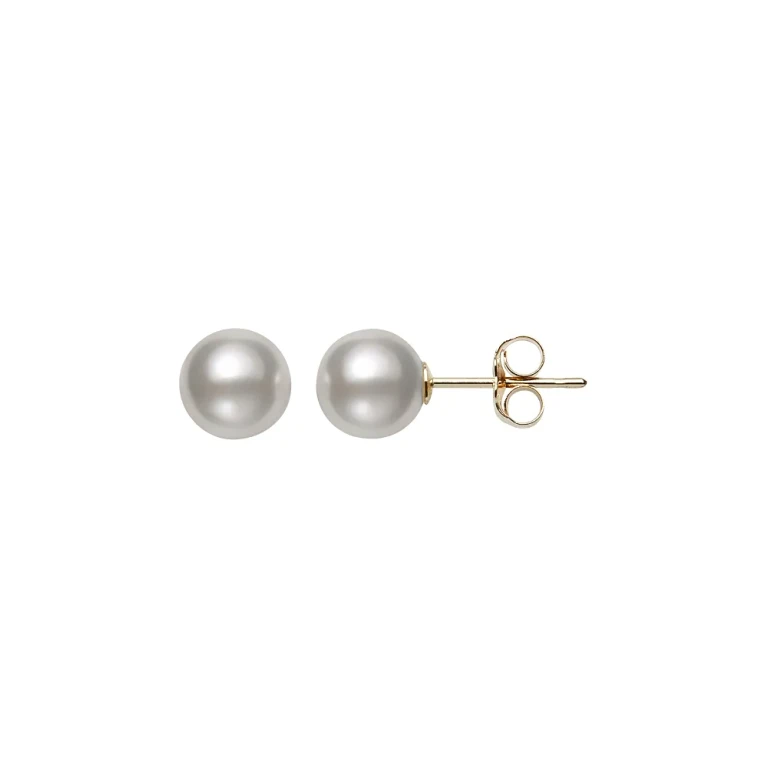 Akoya Cultured Pearl Stud Earrings in 14K Yellow Gold