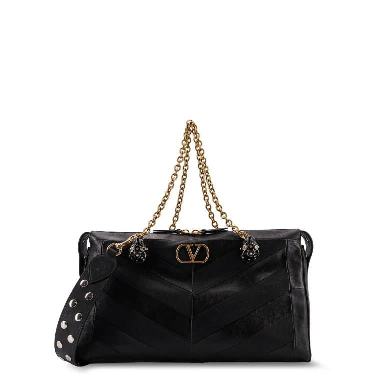 VALENTINO GARAVANI Nappa Panthea Bag With Enamelled Feline And Swarovski Crystals (8W2B0S70UYF0NO)