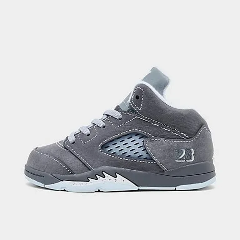Kids Toddler Air Retro 5 Basketball Shoes in Light Graphite/White/Wolf Grey Size: 4.0