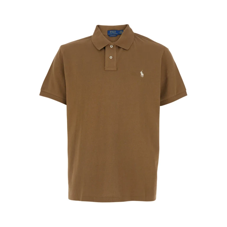 Polo Ralph Lauren slim Fit Brown Polo Shirt With Button Closure And Embroidered Pony Logo In Cotton Man