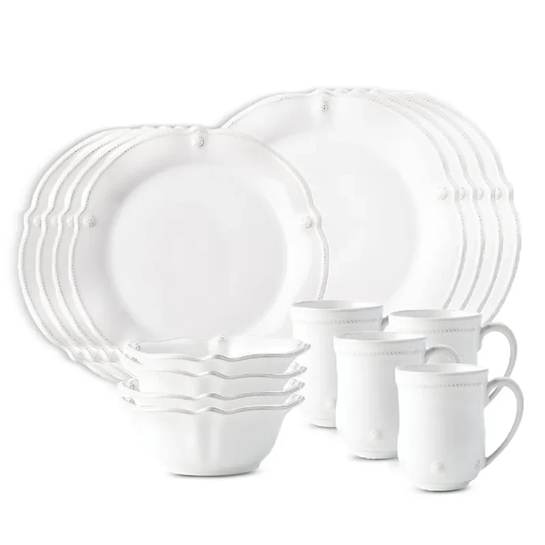 Juliska Berry & Thread Whitewash 16 Piece Dinnerware Set, Service for 4