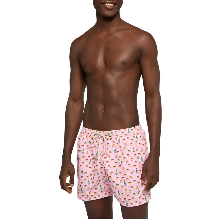 Mc2 Saint Barth Lightweight Fabric Swim Shorts Lighting With Caviar And Bollicine Print Pink Swimshort - Men