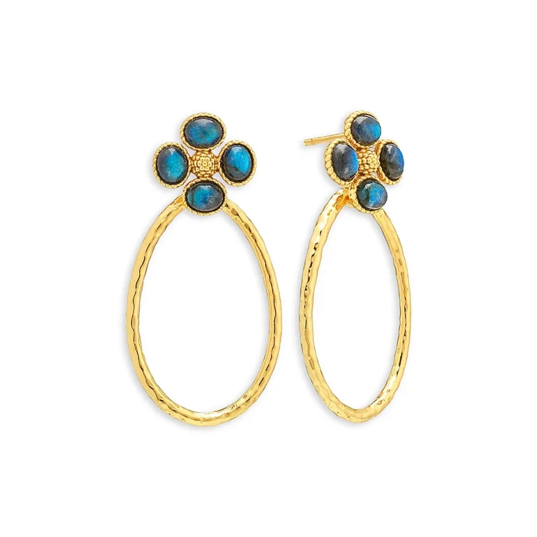 Capucine De Wulf Blue Labradorite Berry Clover Teardrop Earrings