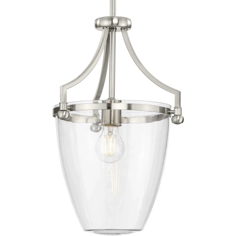 Brushed Nickel One Light Pendant from the Parkhurst Collection