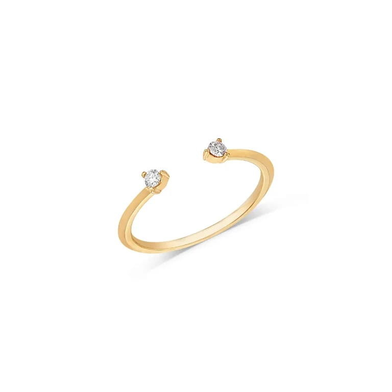 14K Yellow Gold Lab Grown Diamond Wire Cuff Ring
