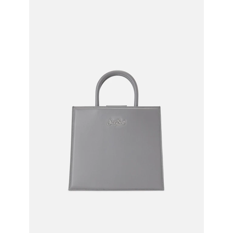 Mc2 Saint Barth Shop Bag Midi Handbag Grey Leather - Unisex