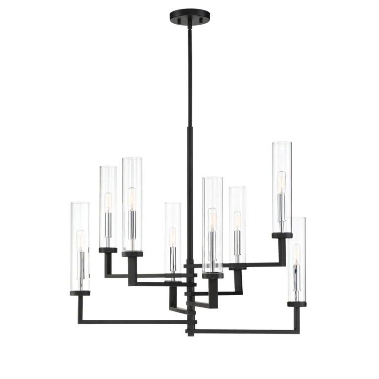 Savoy House Folsom 8-Light Chandelier in Matte Black with Polished Chrome Accents - 1-2139-8-67