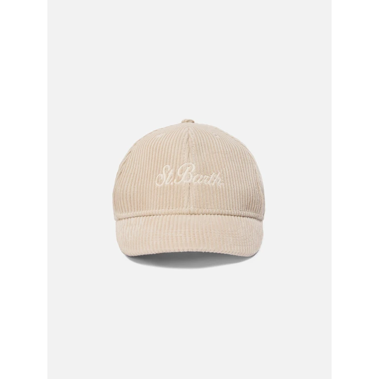 Mc2 Saint Barth Baseball Cap Corduroy Beige Velvet Brown Hat - Unisex