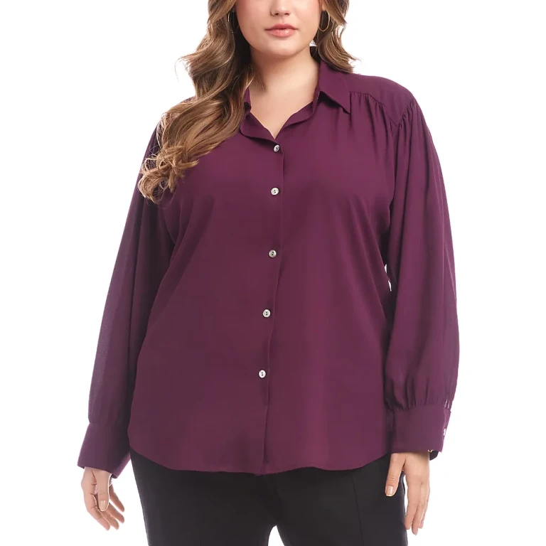 Karen Kane Plus Size Long Sleeve Dropped Shoulder Blouse