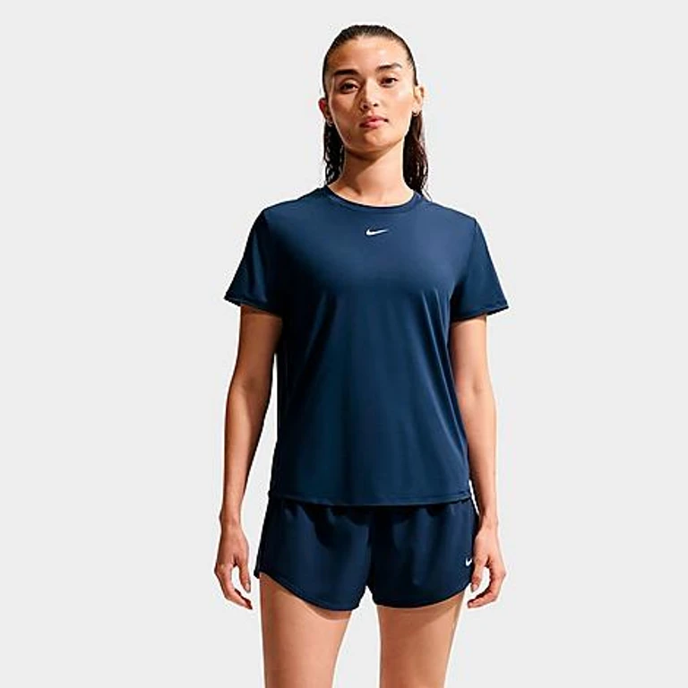 Nike Women's One Classic Dri-FIT Short-Sleeve T-Shirt in Midnight Navy/White Size: XS