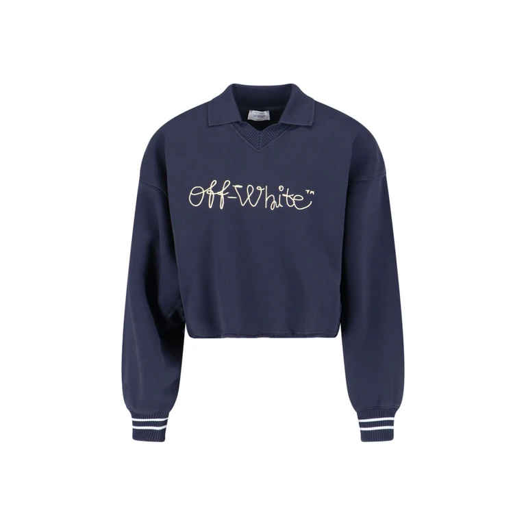 Off-White Pull Col Rond - Bleu