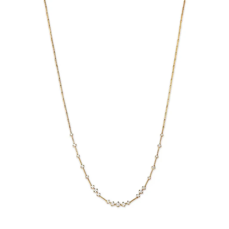 Scattered Diamond Station Necklace in 14K Yellow Gold, 1.0 ct. t. w.