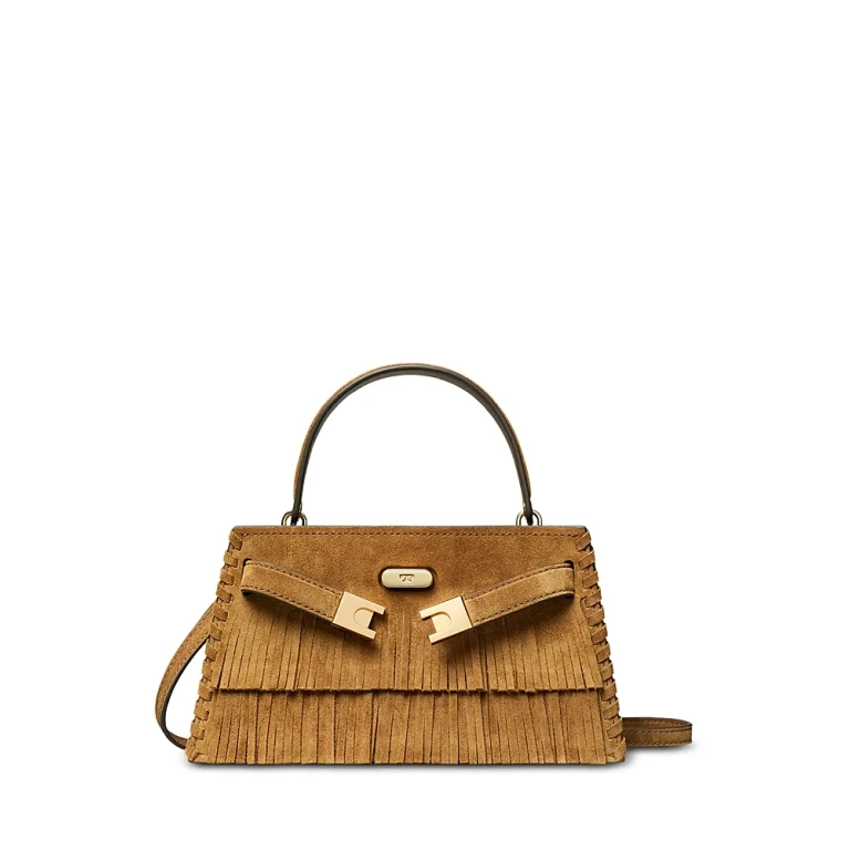 Tory Burch Lee Radziwill Petite Fringed Suede Top Handle Bag