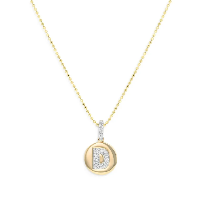 Diamond Accent Initial Pendant Necklaces in 14K Yellow Gold, 0.05-0.10 tcw