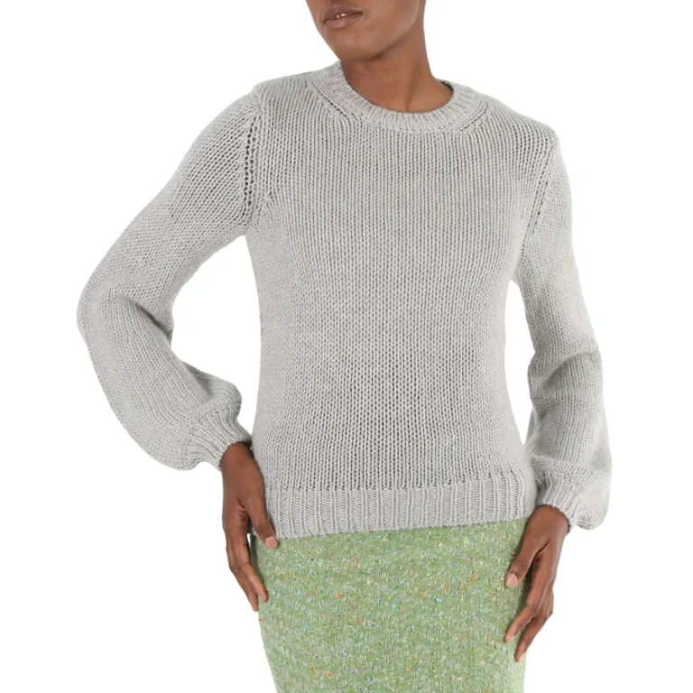 Chloe Ladies Shadow Grey Ribbed Cashmere Sweater, Size X-Small