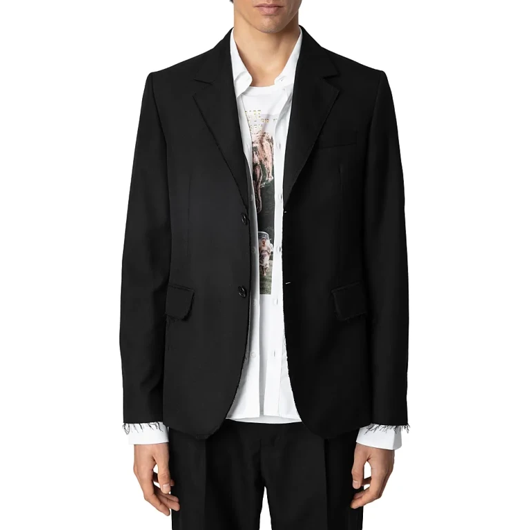 Zadig & Voltaire Vanilleh Raw Edges Straight Cut Blazer
