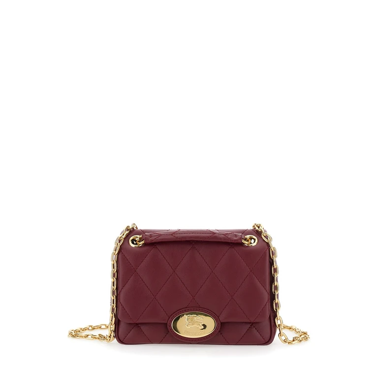 Burberry Bordeaux Quilted Crossbody Bag With Ekd Plaque On The Front And Chain-link Shoulder Strap In Leather Woman