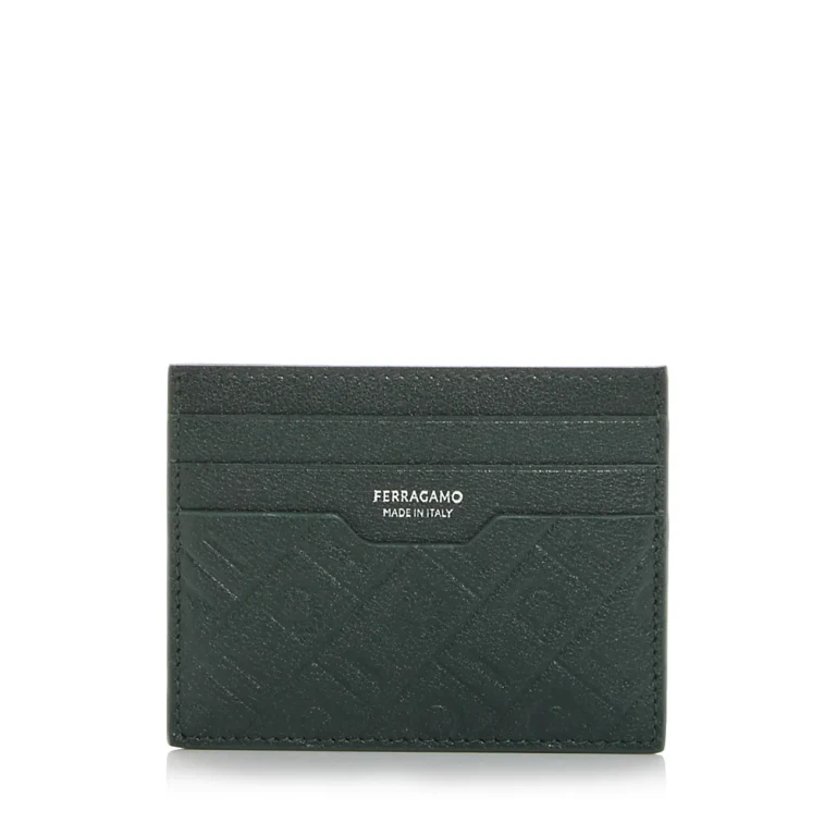Ferragamo Gancini Embossed Leather Card Case