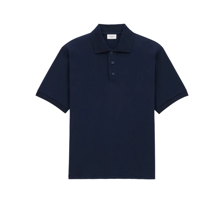Saint Laurent Cassandre Polo Shirt In Pique
