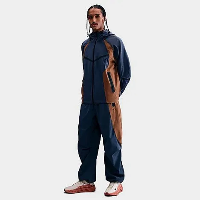 Nike Men's Tech Woven Pro Track Pants in Thunder Blue/Mosswood Brown/Black Size: XS