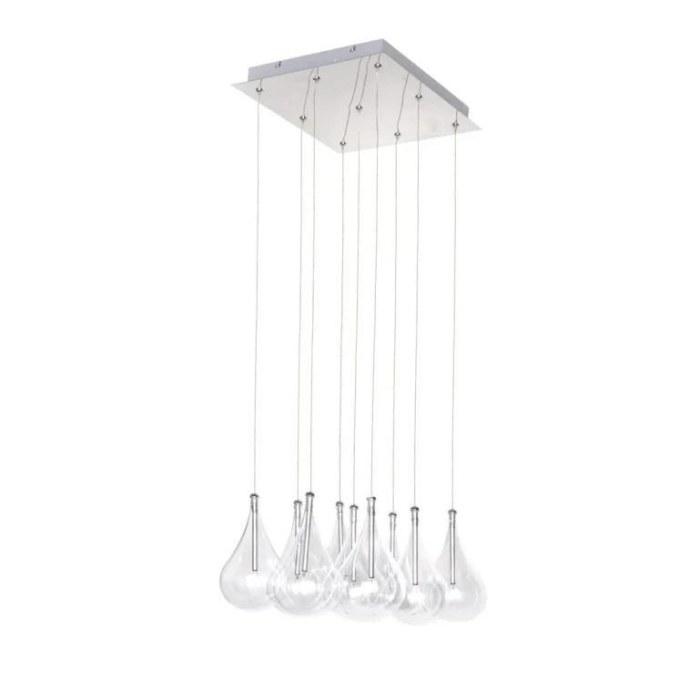 ET2 Larmes 14" 9-Light Clear Glass Pendant in Polished Chrome