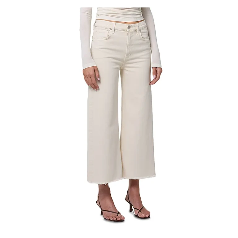 Citizens of Humanity Lyra High Rise Crop Wide Leg Jeans in Almondette