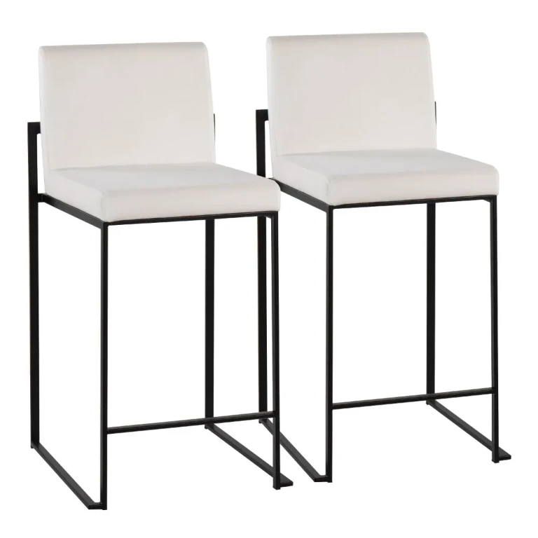 Fuji Black Velvet Counter Height Stool, Set of 2