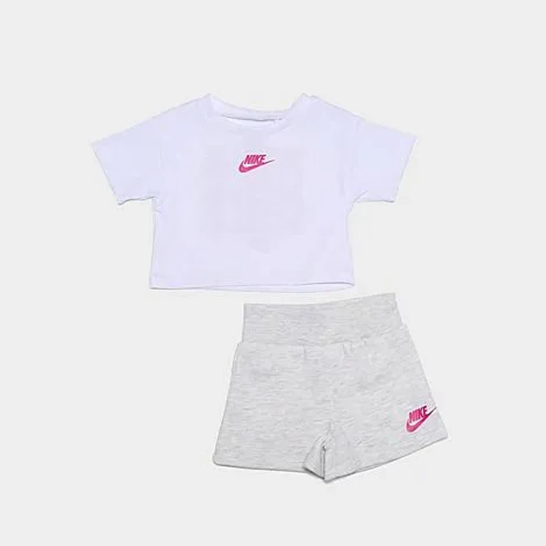 Nike Girls' Infant T-Shirt and Shorts Set in Birch Heather Size: 12M