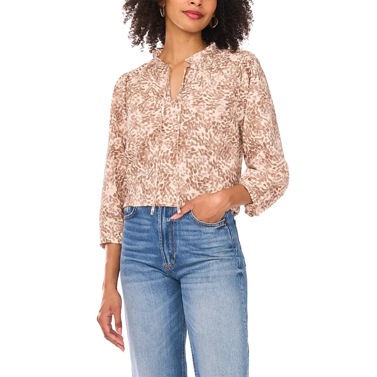 Vince Camuto Split Neck Peasant Blouse