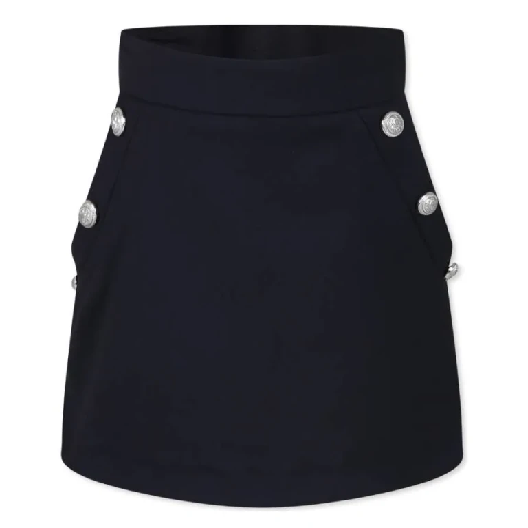 Balmain Kids Embossed Buttons Wool-Blend Skirt