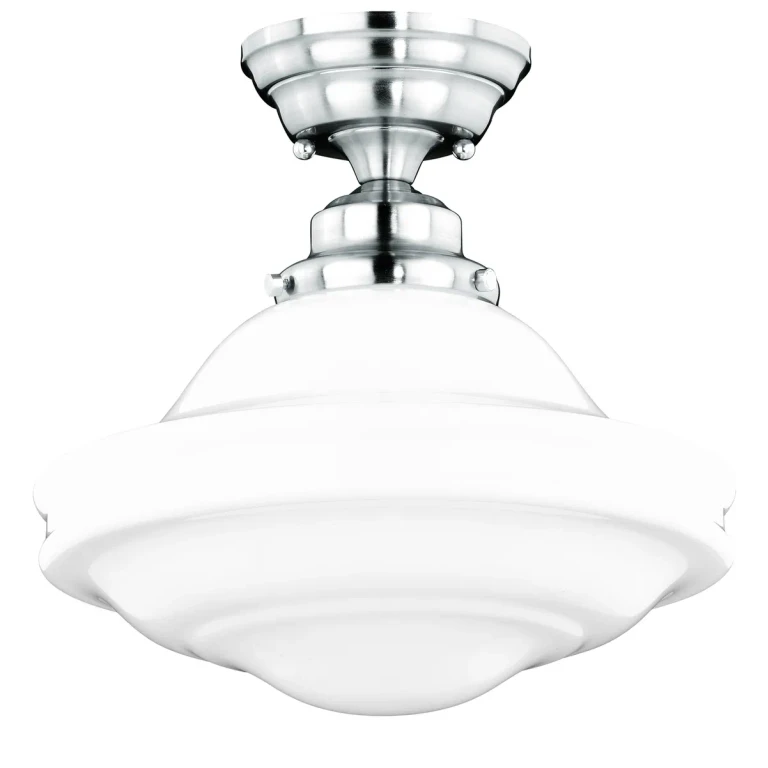 Satin Nickel One Light Semi Flush Mount from the Huntley Collection