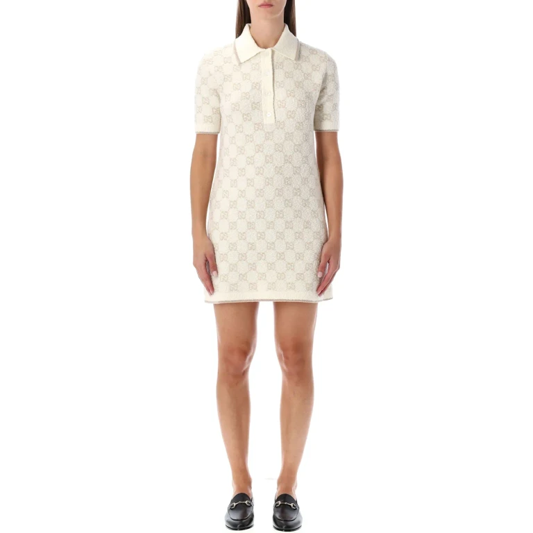 Gucci Bouclé Wool Ans Cashmere Polo Dress With Gg