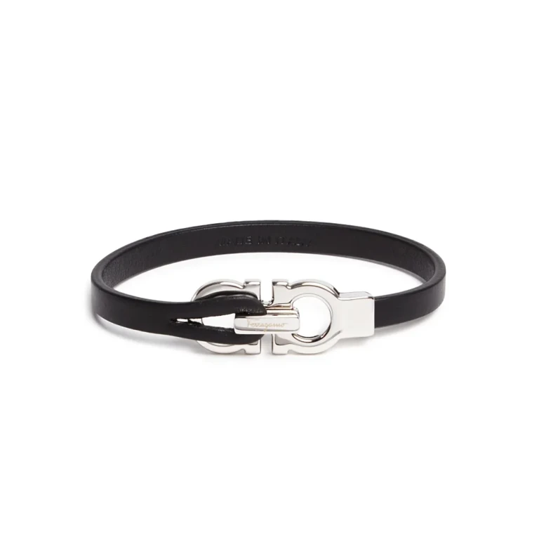 Salvatore Ferragamo Men's Double Gancini Leather Bracelet