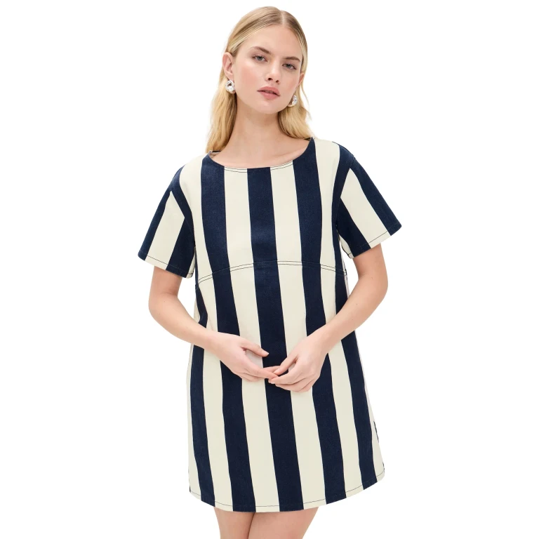 SIMONMILLER Sahara Short Sleeve Mini Dress Navy/Cream S
