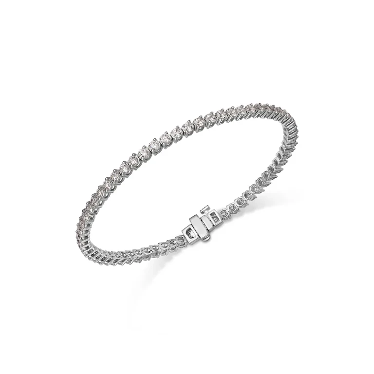 Certified Tennis Bracelet in 14K White Gold, 4.0 tcw