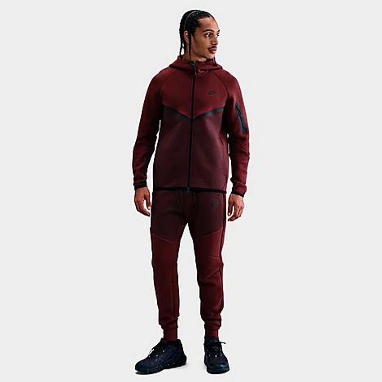 Nike Men's Tech Fleece Jogger Pants in Dark Team Red/Burgundy Crush/Black Size: XS