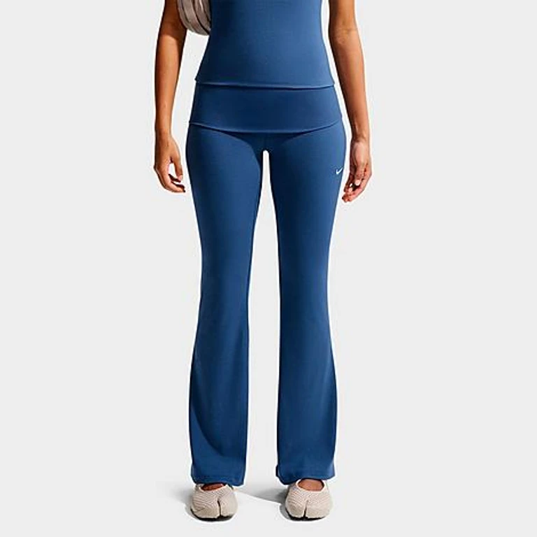 Nike Women's Sportswear Chill Knit Mid-Rise Tight Ribbed Pants in Mystic Navy/Sail Size: XS