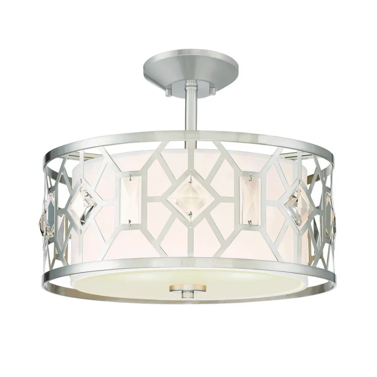 Satin Platinum Two Light Semi-Flush Mount from the Brentwood Collection