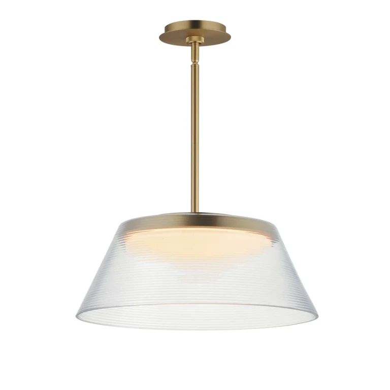 Satin Brass LED Pendant from the Jensen Collection