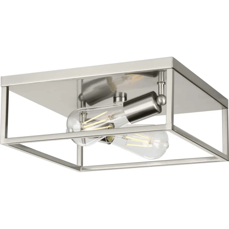 Brushed Nickel Two Light Flush Mount from the Perimeter Collection