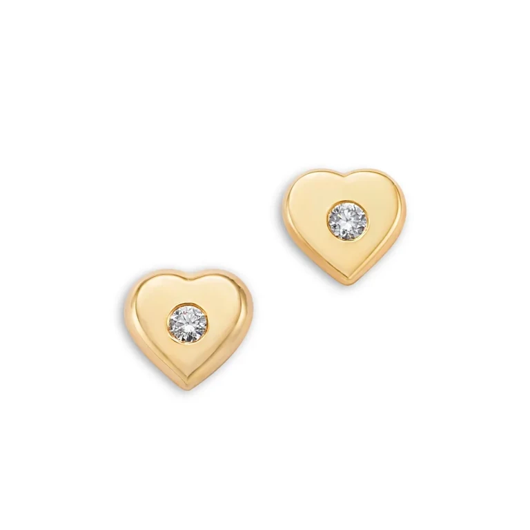 Zoe Chicco 14K Yellow Gold Feel the Love Diamond Heart Stud Earrings
